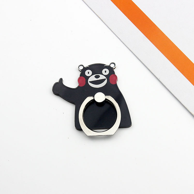 New Cute Japanese Cartoon Kumamon Black Bear Mobile Phone Ring Holder Desktop Mobile Phone Bracket Dây điện thoại di động | BigBuy360 - bigbuy360.vn