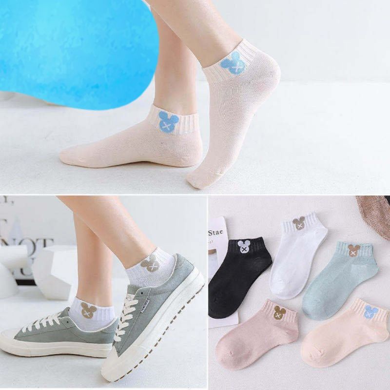 Tất vớ gấu nữ hàn quốc lolita xinh, ấm chân vintage đẹp cổ ngắn cute hình con tất gấu - Bim Store M41