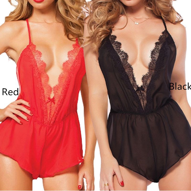 Áo ngủ liền quần xuyên thấu phối ren gợi cảm dành cho nữ | BigBuy360 - bigbuy360.vn
