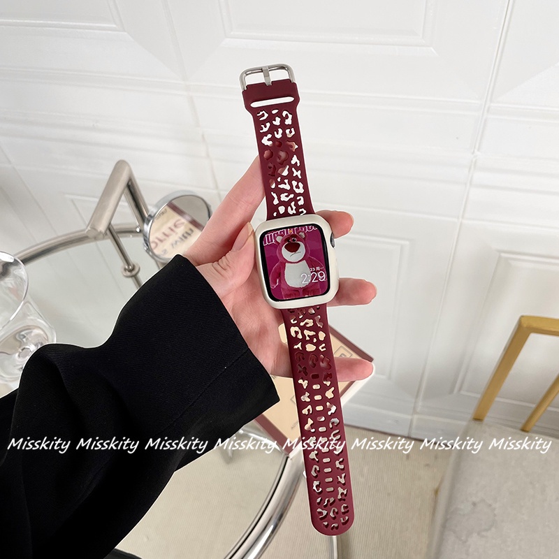 Dây Silicone HọA TiếT Da BáO Cho ĐồNg Hồ IWatch 7 6 5 4 3 2 1 SE 41mm 45mm 44 Mm 40mm