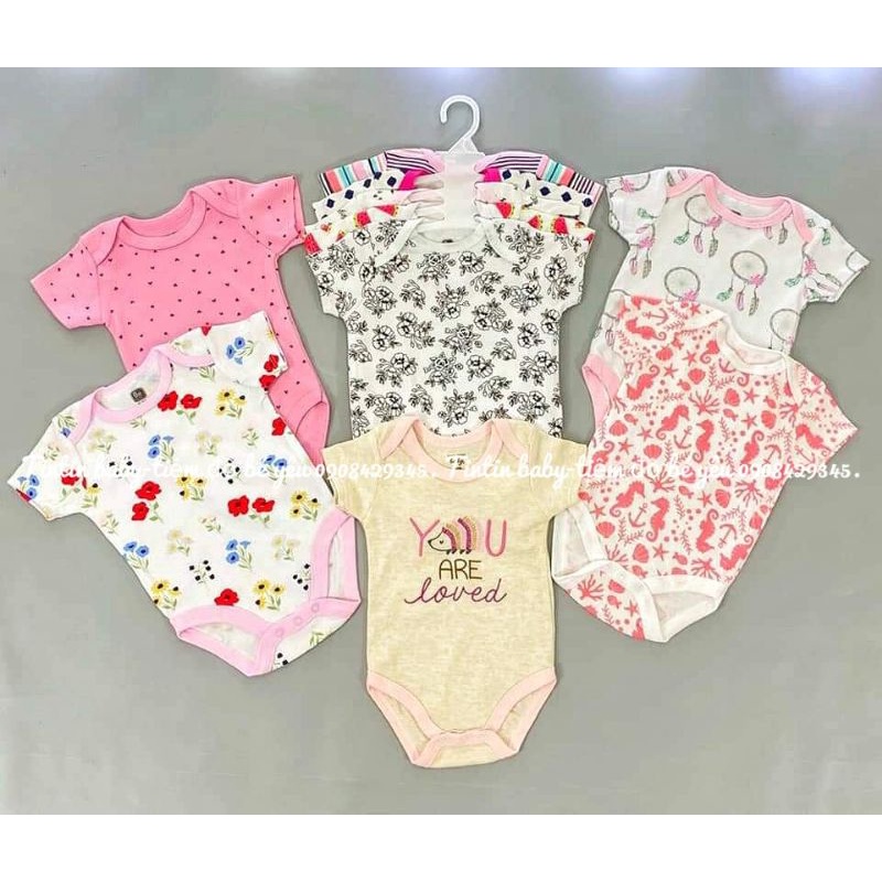 Set 3 body chip, bodysuit cho bé gái sơ sinh từ 3-10kg