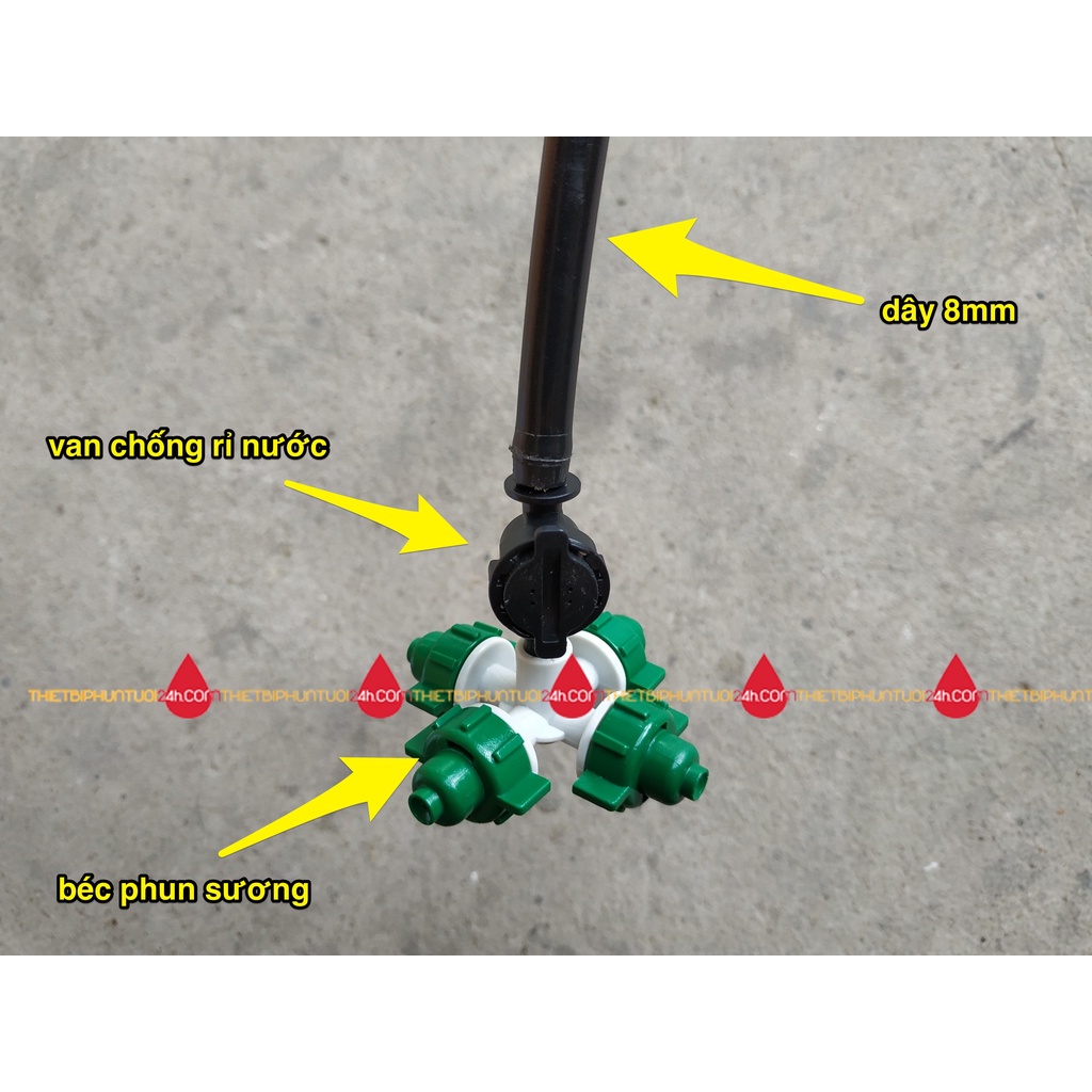 Van bù áp chống rỉ rò nước đầu béc cân bằng áp lực 1 đầu trơn 1 đầu gài cho béc phun sương dây 8mm 8li - MHL