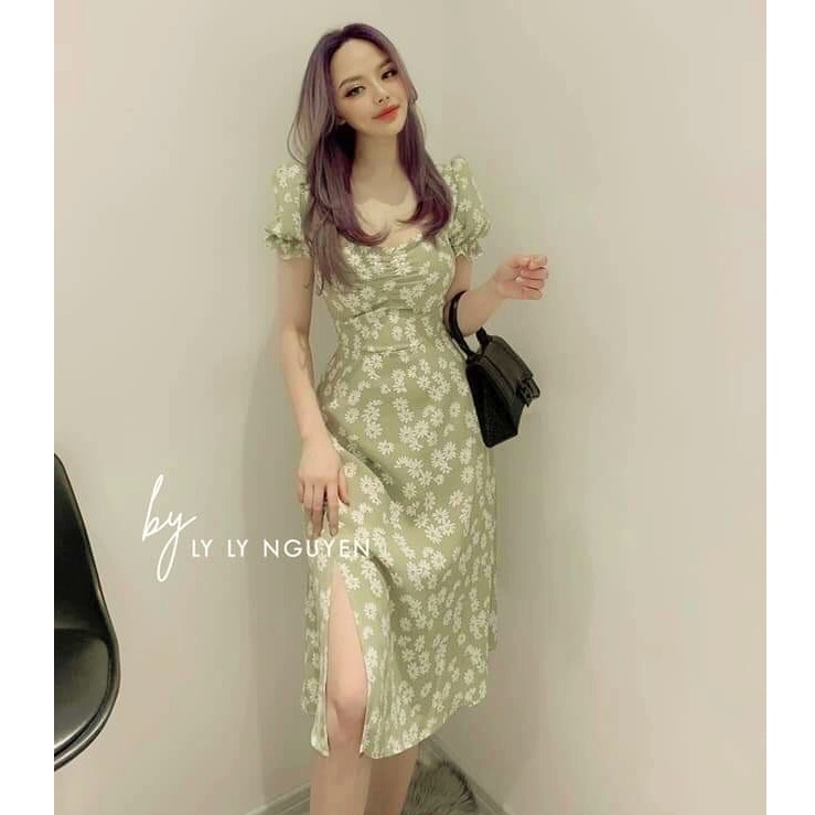 Đầm maxi cúc họa mi xẻ tà duyên dáng | BigBuy360 - bigbuy360.vn