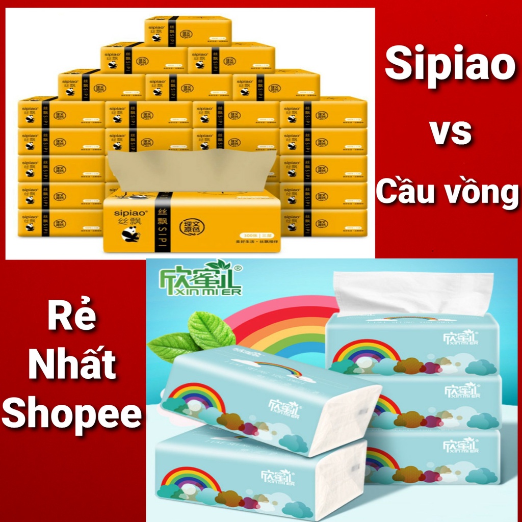 Free Ship - Giấy Ăn Spiao -  Cầu Vồng Thùng 30 Gói Chuẩn Hàng Nội Địa
