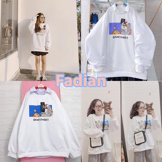 Áo khoác nỉ Hoodie Unisex nam nữ kiểu dáng Sweater form giấu quần dáng rộng tay bồng chữ GAME OVER sắc nét Ulzzang