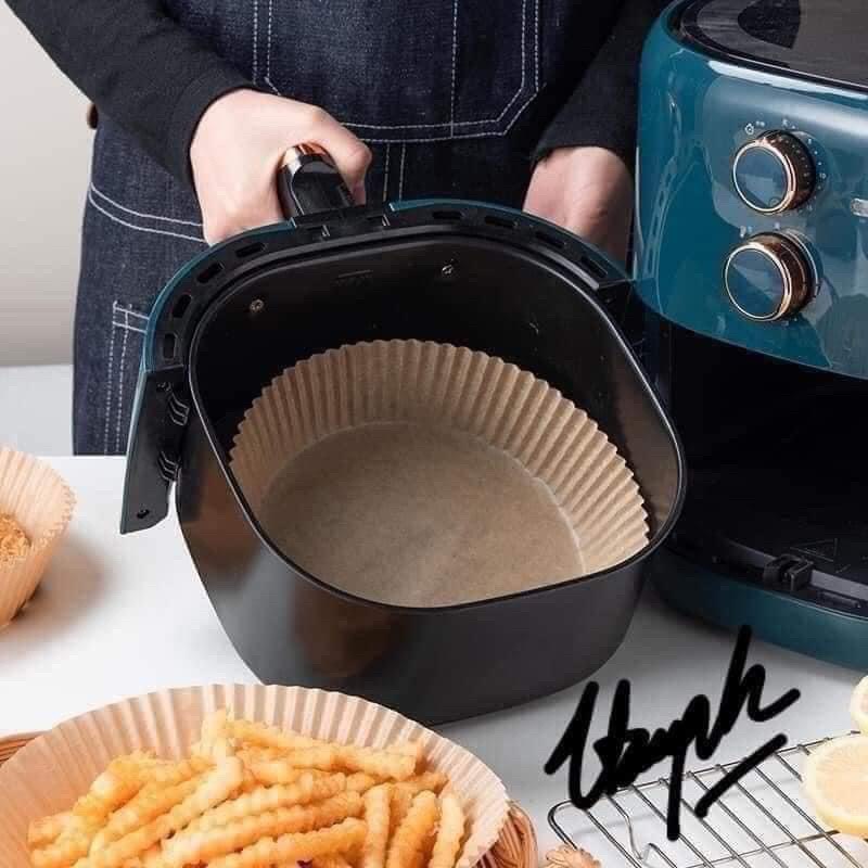 50 tờ giấy nến vàng lót nồi chiên không dầu - loại 1 có khay nhựa