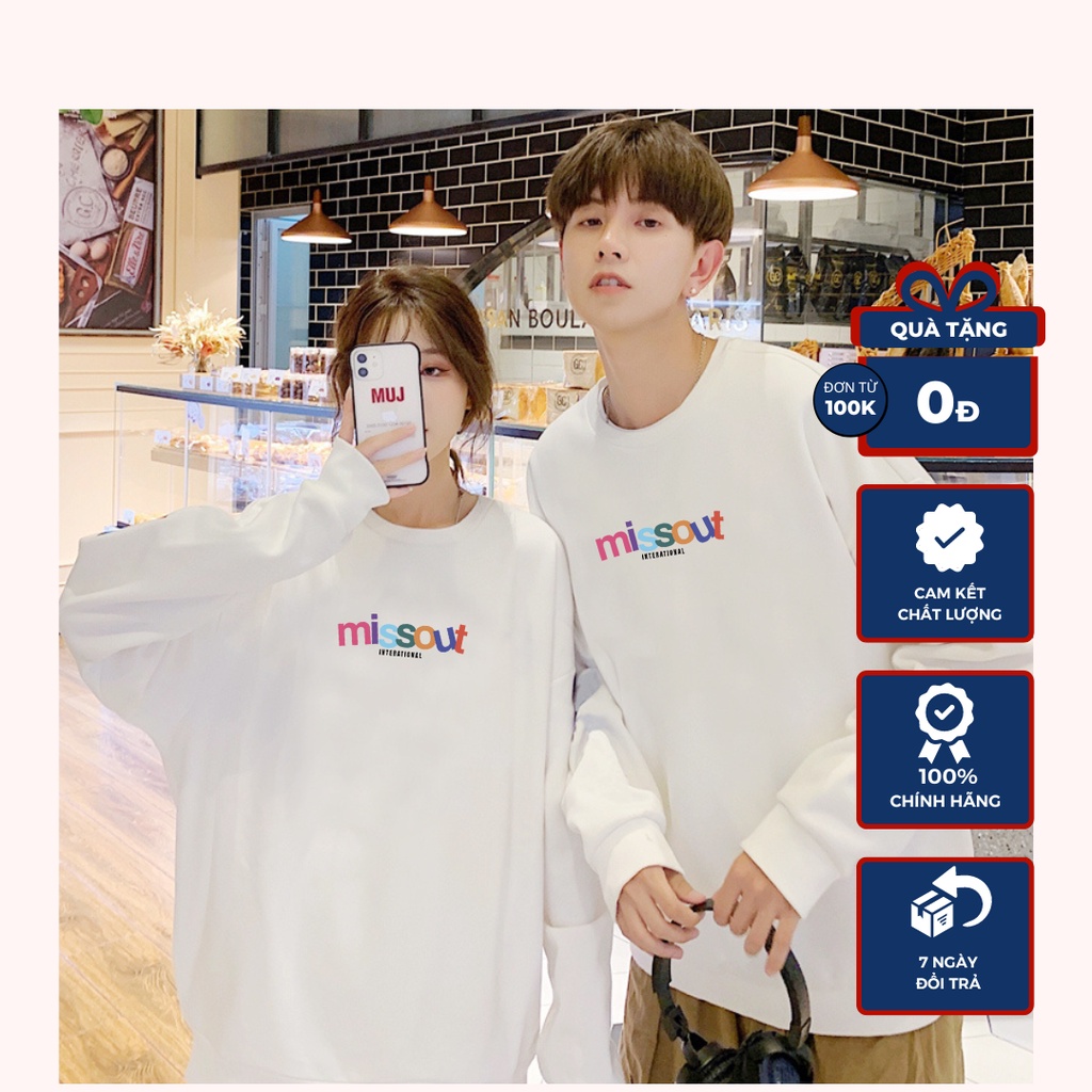 áo nỉ mùa đông nam nữ, áo đôi nỉ sweater misout