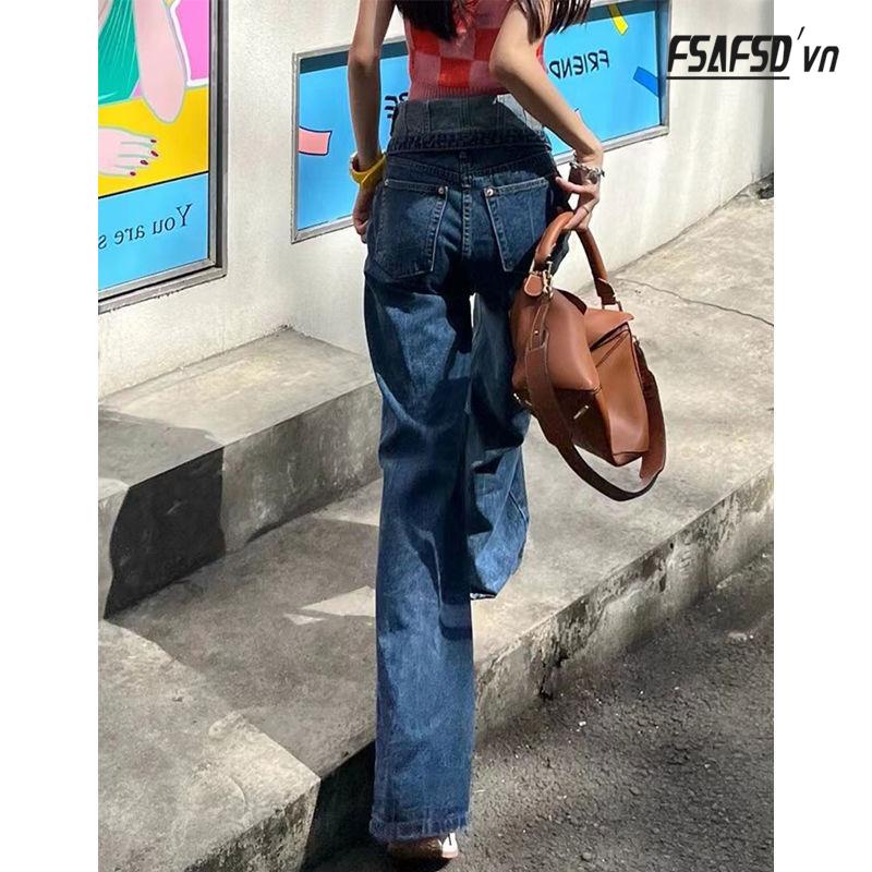 Quần Jeans Nữ Lưng Cao Dáng Rộng Thời Trang Cá Tính