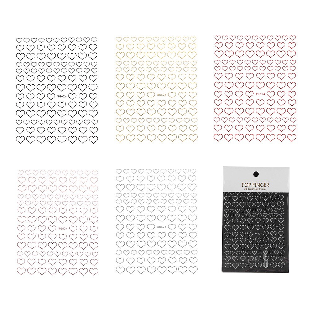 1 Miếng Dán Móng Tay Thiết Kế Trái Tim 3D Đơn Giản Mẫu Mới 2021|Miếng Dán Trang Trí Móng Tay Nhiều Màu Sắc Thời Trang Mùa Hè