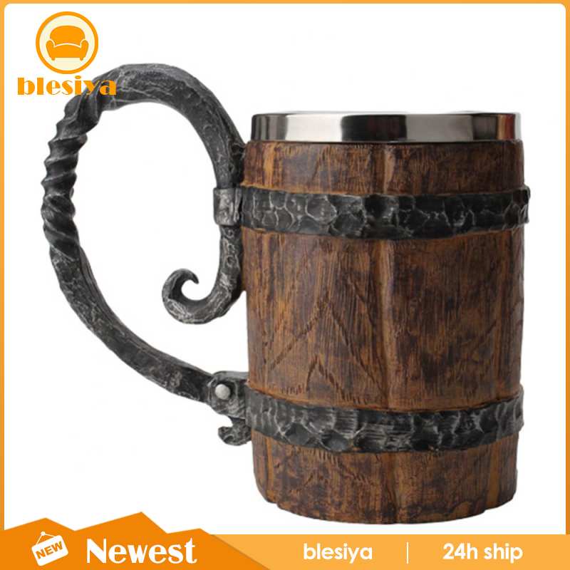 Cốc uống bia bằng gỗ phong cách Viking