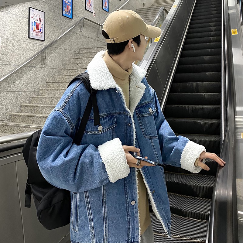 Áo khóa jeans nam ulzzang 2 lớp lông cừu hàng cao cấp siêu ấm