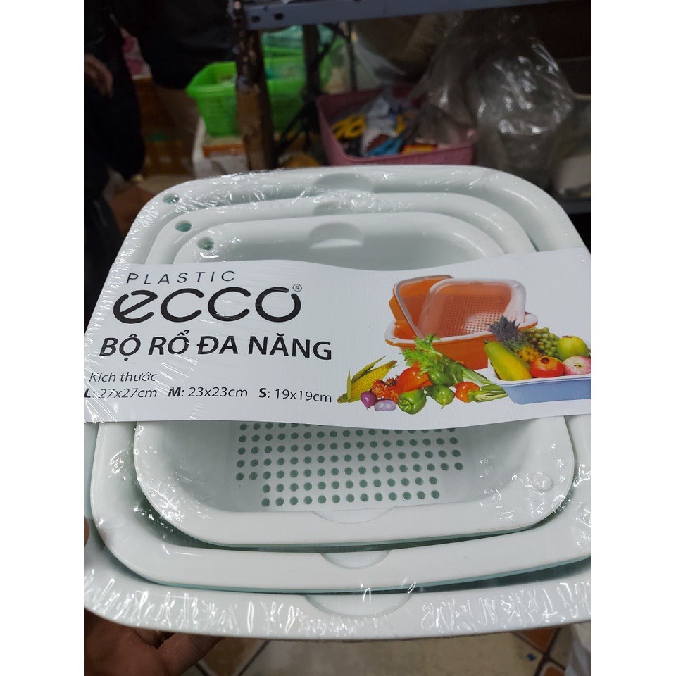 Bộ 3 rổ và thau ecco đa năng