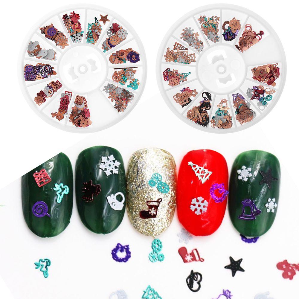 XIANTIN 1 Hộp Nhãn Dán Trang Trí Móng Siêu Mỏng Bằng Kim Loại Thời Trang Giáng Sinh Cho Nữ