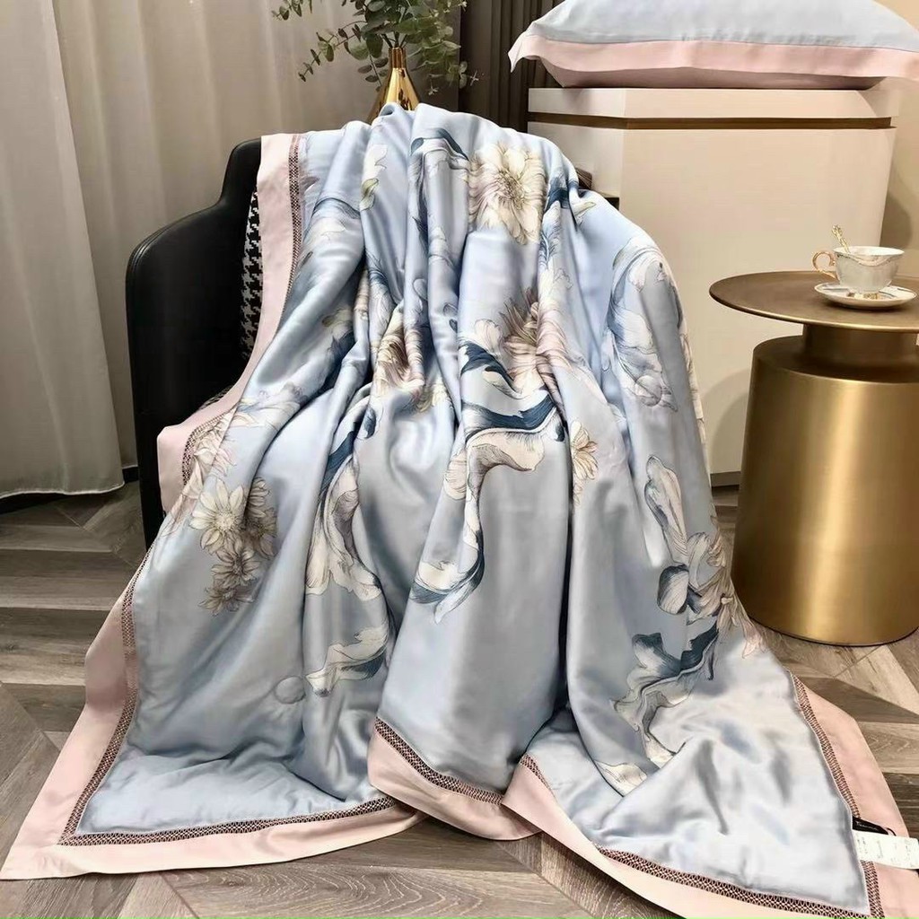 Chăn lụa tencel tơ tằm FREEMONDE mát lạnh mềm mịn cao cấp , Mền hè lụa kích thước 2m3x2m nhập khẩu (tặng kèm túi sách)