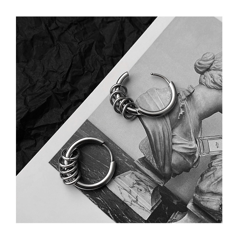 Bông Tai Tròn Bằng Thép Titan Phong Cách Hàn Quốc 19B182