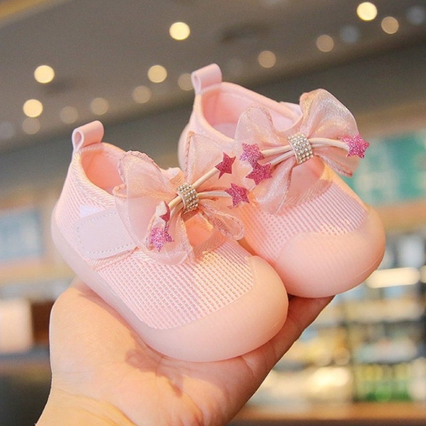 Giày búp bê đính nơ ngôi sao xinh xắn cho bé gái từ 1 đến 3 tuổi