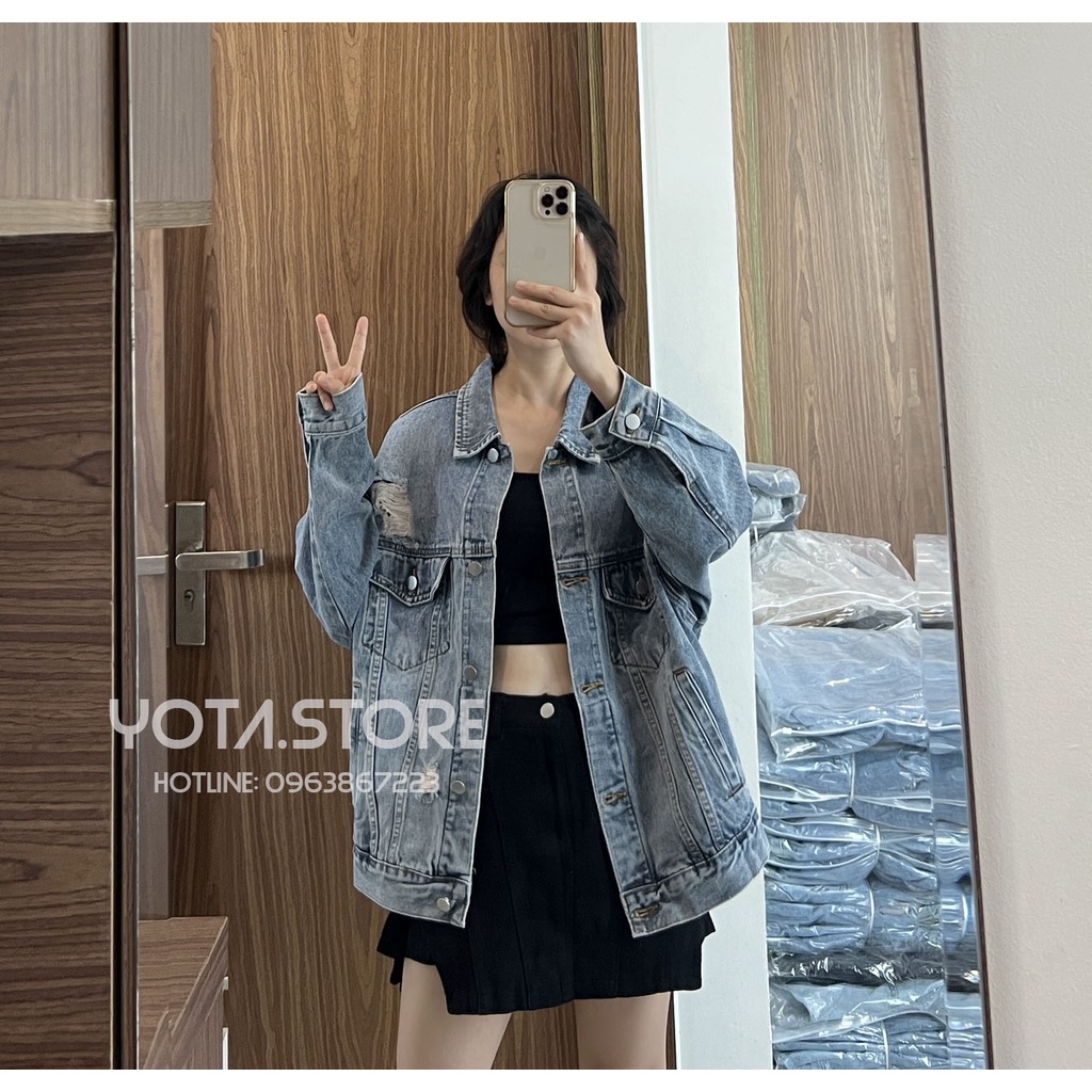 Áo khoác jeans rách - KB22