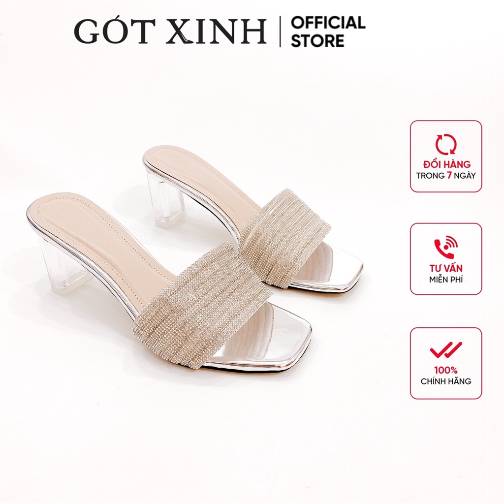 Dép cao gót nữ GÓT XINH GX5 mũi vuông quai ngang cao 5cm