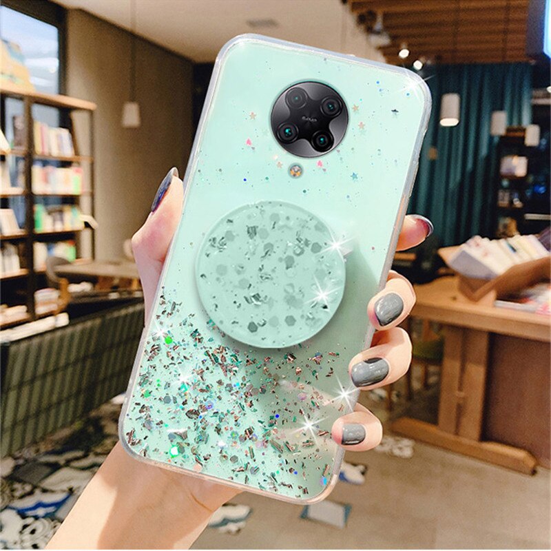 Ốp Lưng Kim Tuyến Có Nhẫn Móc Nạm Đá Cho Điện Thoại xiaomi redmi k30 pro k20 x10 4g 5g 9 9a 9c Giá Đỡ