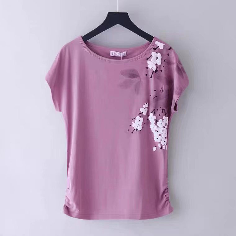 Áo Thun cotton Ngắn Tay Dáng Rộng Thời Trang Mùa Hè Cho Phụ Nữ Trung Niên