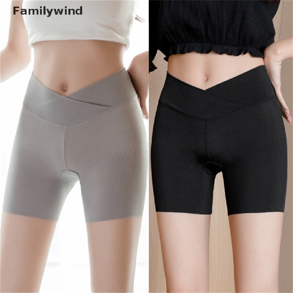 Familywind &gt; Quần Legging An Toàn Bằng Lụa Lạnh Chéo Eo Thoải Mái Thoáng Khí Không Viền Xoăn Cỡ Lớn Mùa Hè Cho