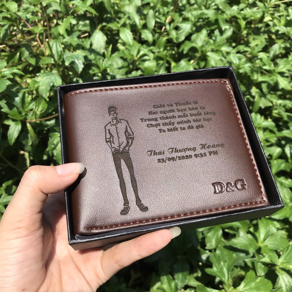 Ví da simili dành cho phái mạnh - Khắc hình và khắc tên theo yêu cầu