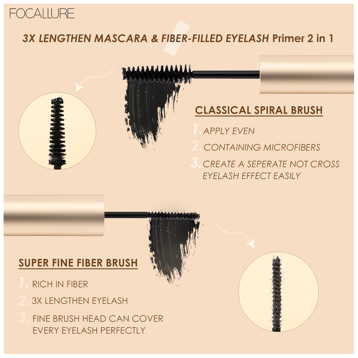 Mascara Và Sản Phẩm Trang Điểm Mắt 2 Trong 1 Tùy Chọn Chống Nước Lâu Trôi Thương Hiệu Focallure