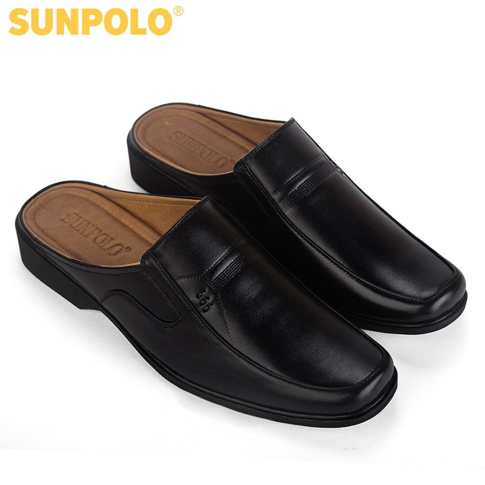Giày sục dép nam Da bò cao cấp SUNPOLO đi làm công sở, đi chơi SPO001