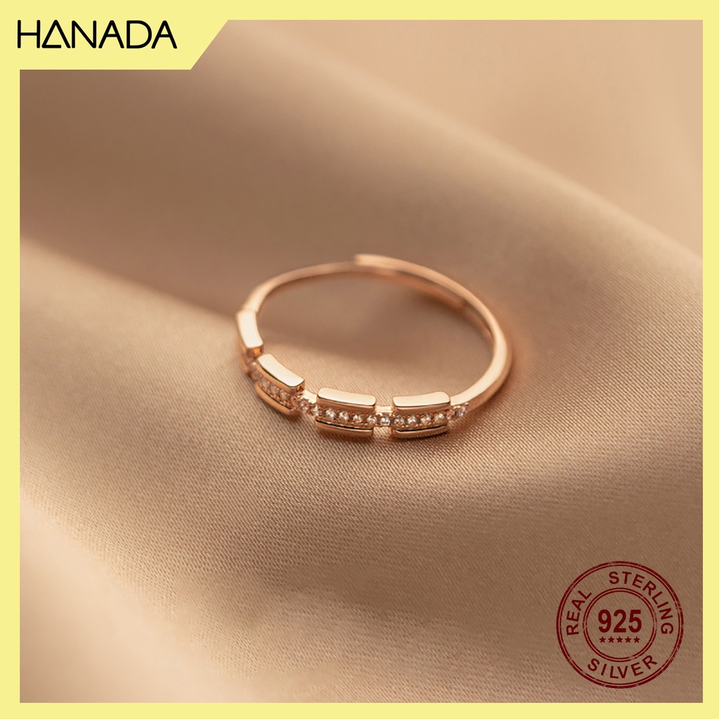 Nhẫn Bạc 925 Hanada Mắt Xích Đá 0082 M7