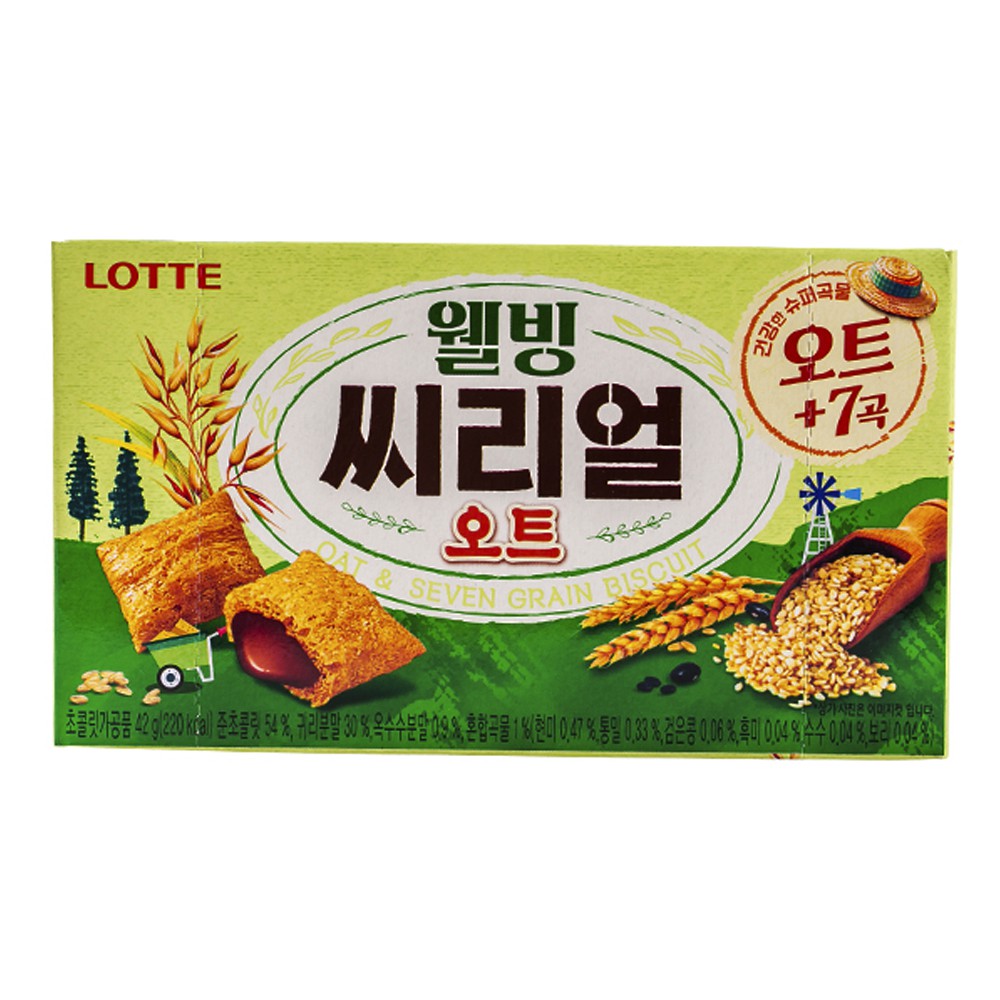 Bánh Cereal yến mạch nhân socola Lotte Hàn Quốc 42gr