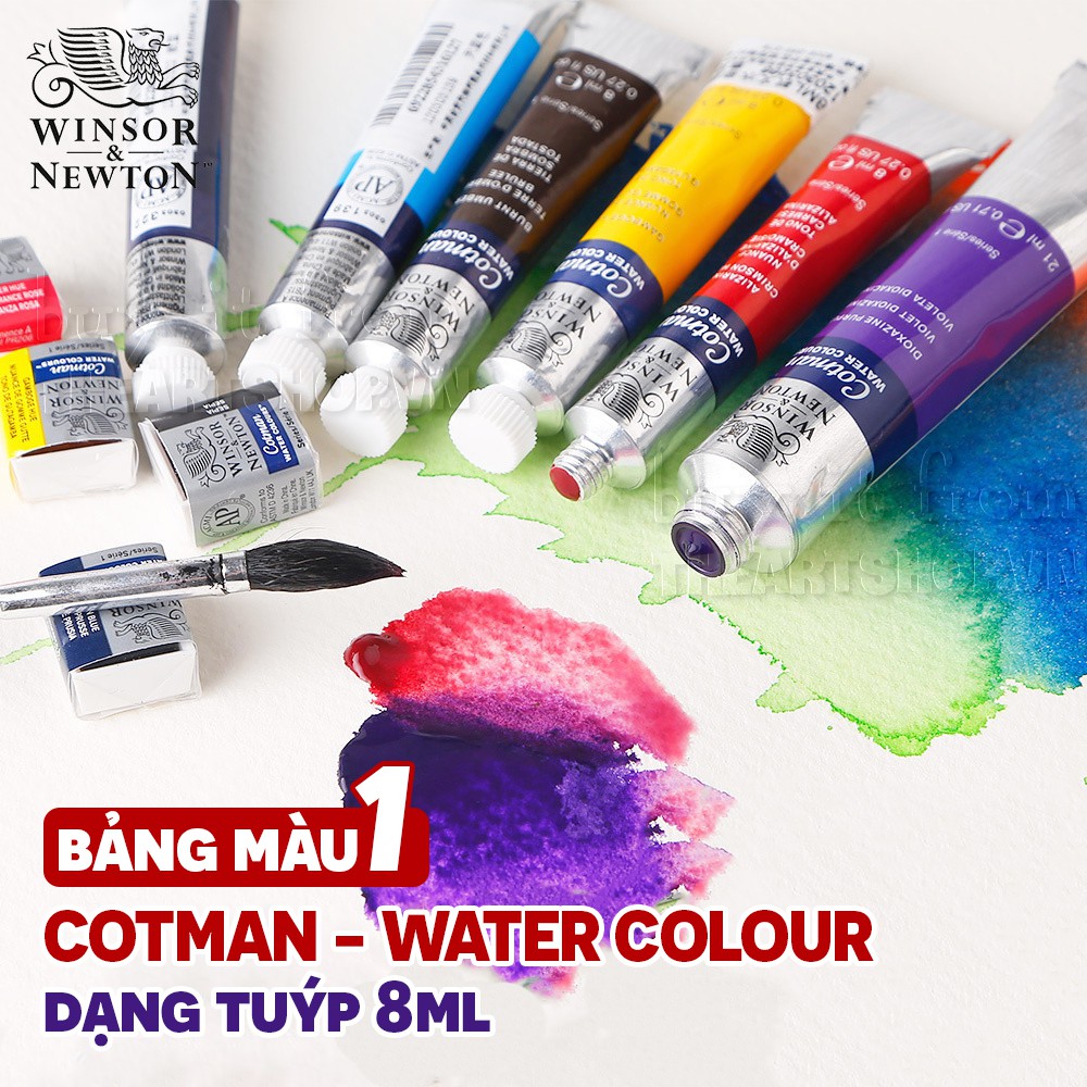 (P1) Màu nước Winsor dạng tuýp (bán lẻ) - Winsor & Newton Cotman Watercolour Paint Tube 8ml