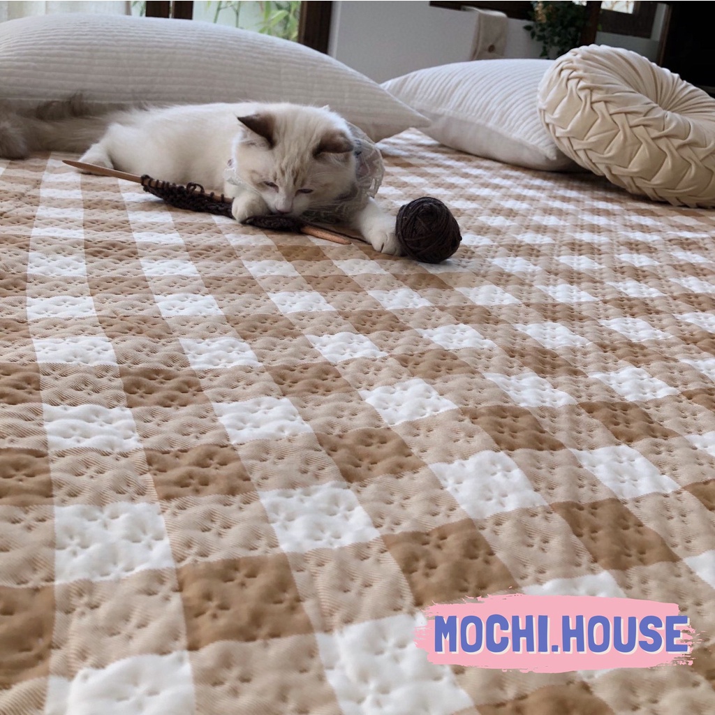 Ga chống thấm chần bông cao cấp Mochi.house, lõi bông xơ đậu nành kháng khuẩn, chống thấm tuyệt đối