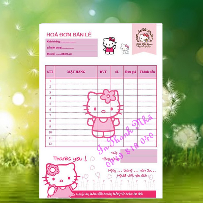 Hóa Đơn bán hàng 10cuốn  (In theo yêu cầu)