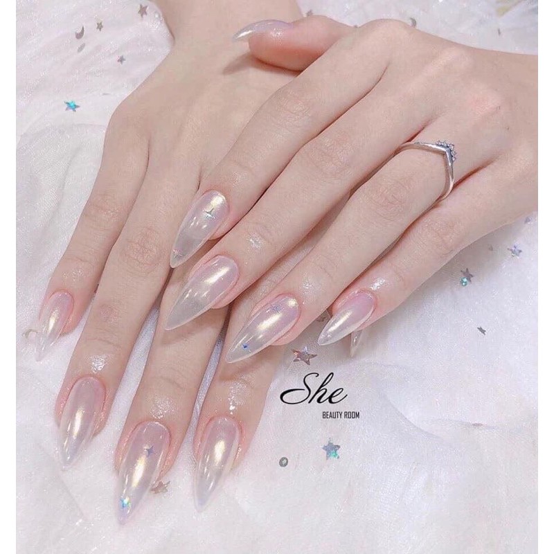 SET BỘT TRÁNG GƯƠNG NGỌC TRAI CẦU VÒNG SET 6 HŨ DỤNG CỤ LÀM NAILS