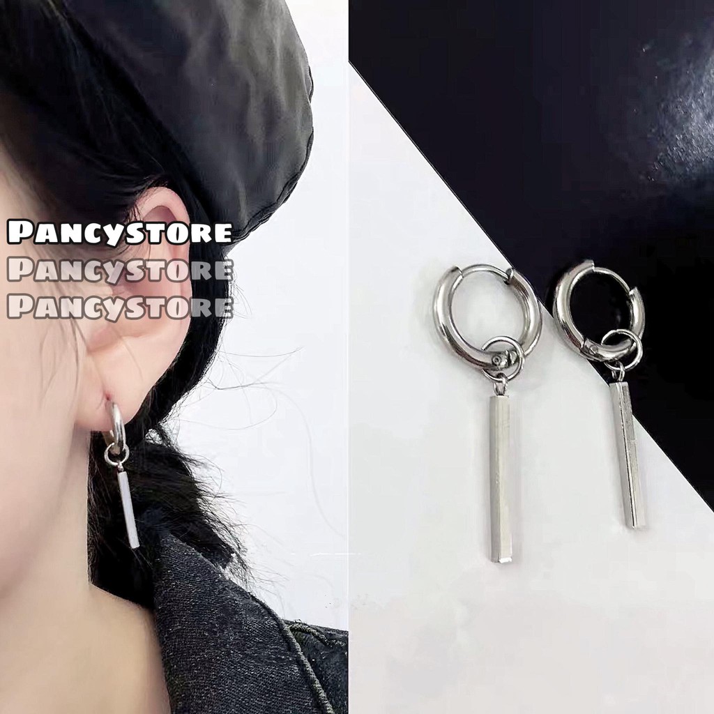 khuyên tai bông tai nam nữ titan thanh thẳng không gỉ G-dragon
