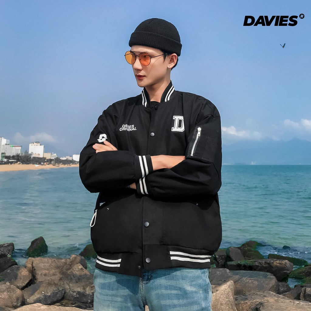 Áo khoác bomber nam nữ màu đen kaki Daviesism local brand Davies| D18-AK4