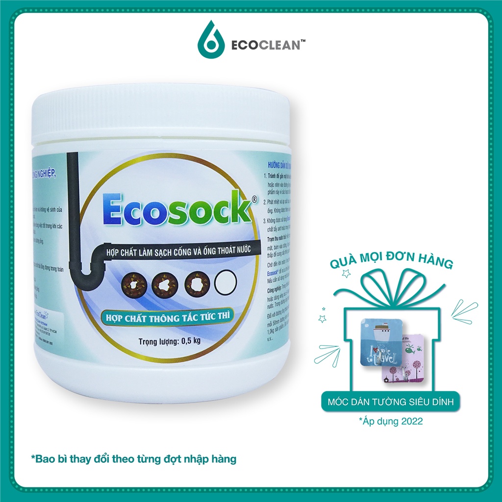 Bột Thông Tắc Cống, Bồn Cầu EcoSock - Nhập Khẩu Từ Mỹ - 0.5kg