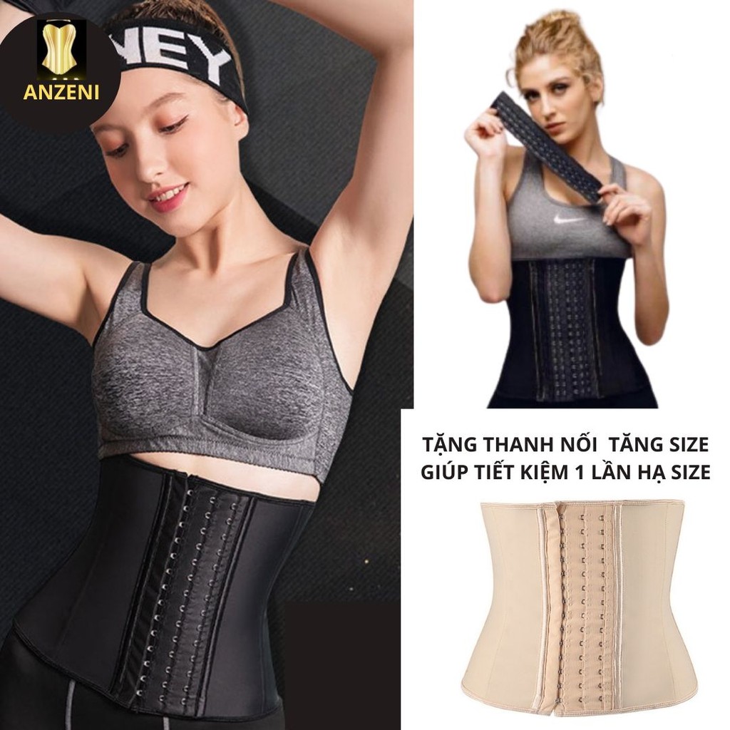 Đai nịt bụng latex 9 xương, gen nịt bụng sau sinh giảm mỡ, thon gọn eo, mềm mại (Tặng kèm thanh nối tăng size) _ Anzeni