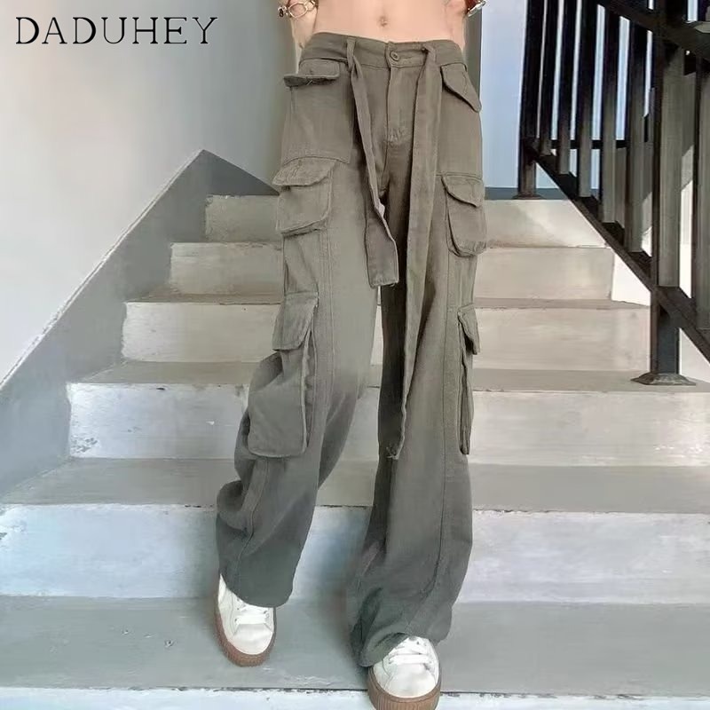 DaDuHey Men's and Women's Summer Thin Korean Style Trendy Fashion Joker Multi-Pocket Slacks 2022 Fashion Ins Brand Functional Loose Straight Cargo Pants