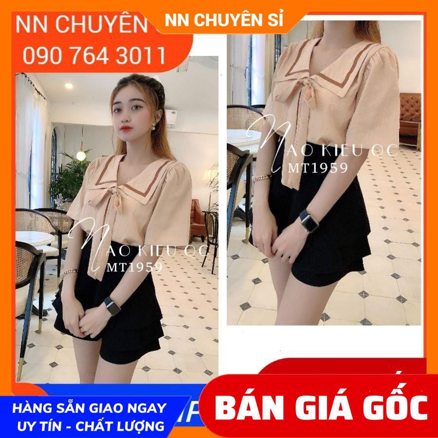 Áo kiểu nữ chất vải mềm mịn phối nơ tay ngắn dài dễ thương Áo MT MT1959 MT1778 MT1974
