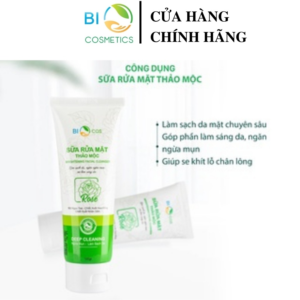 Sữa rửa mặt cho da mụn nhạy cảm BIO COSMETICS trắng da nam nữ tạo bọt sạch sâu 100g.