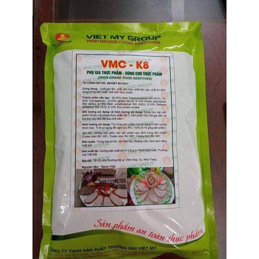 PHỤ GIA CAO CẤP VMC K8 SIÊU GIÒN DAI CHO CÁC LOẠI GIÒ CHẢ XÚC XÍCH