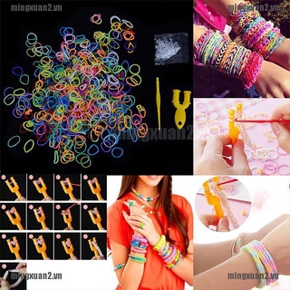 Bộ 600 dây thun cao su đan vòng tay + 24 Kẹp S + 1 móc mini