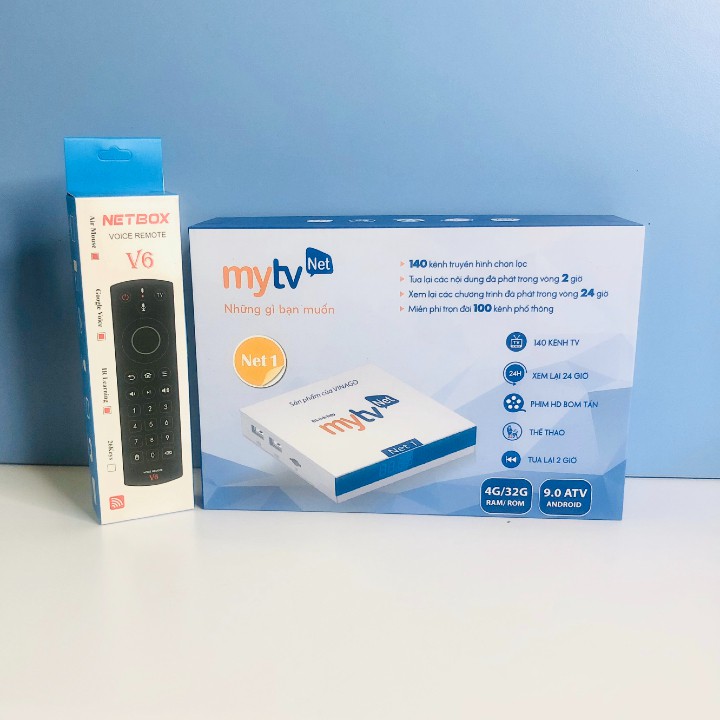 Truyền Hình Android Tivi MyTV Net 4G Miễn Phí 100 Kênh Tặng Kèm Remote Voice Netbox V6