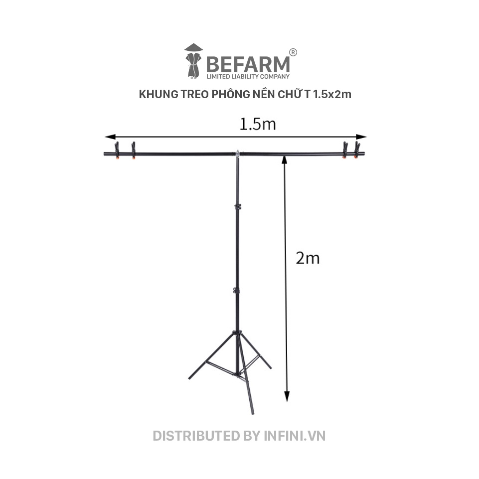 [Rẻ vô địch] Bộ khung treo phông nền chụp ảnh sản phẩm livestream bán hàng chuyên nghiệp - Chữ T 1.5x2m (Tặng kèm 4 kẹp)