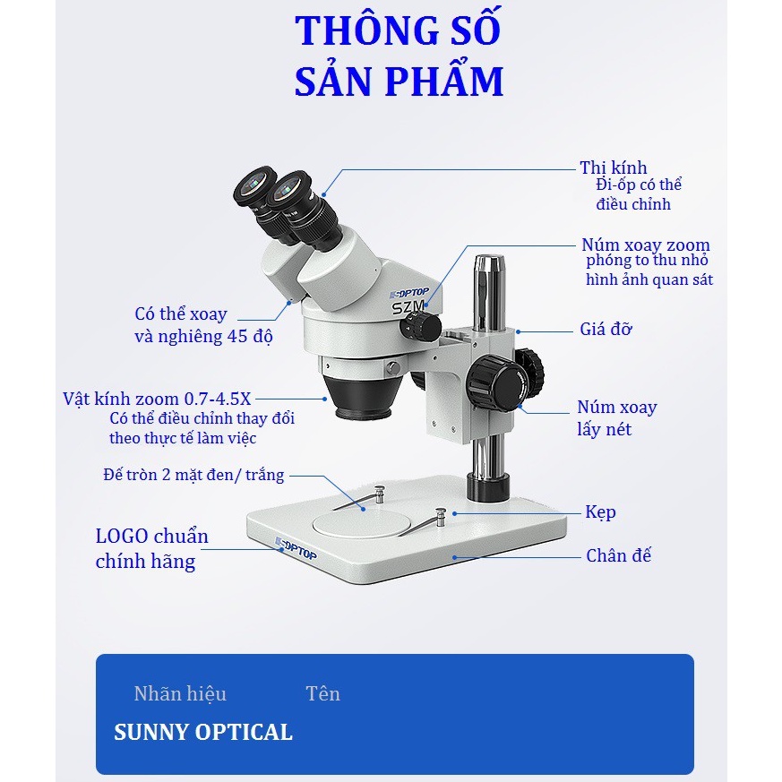 Kính hiển vi SZM-7045 SOPTOP chính hãng Sunny Optical