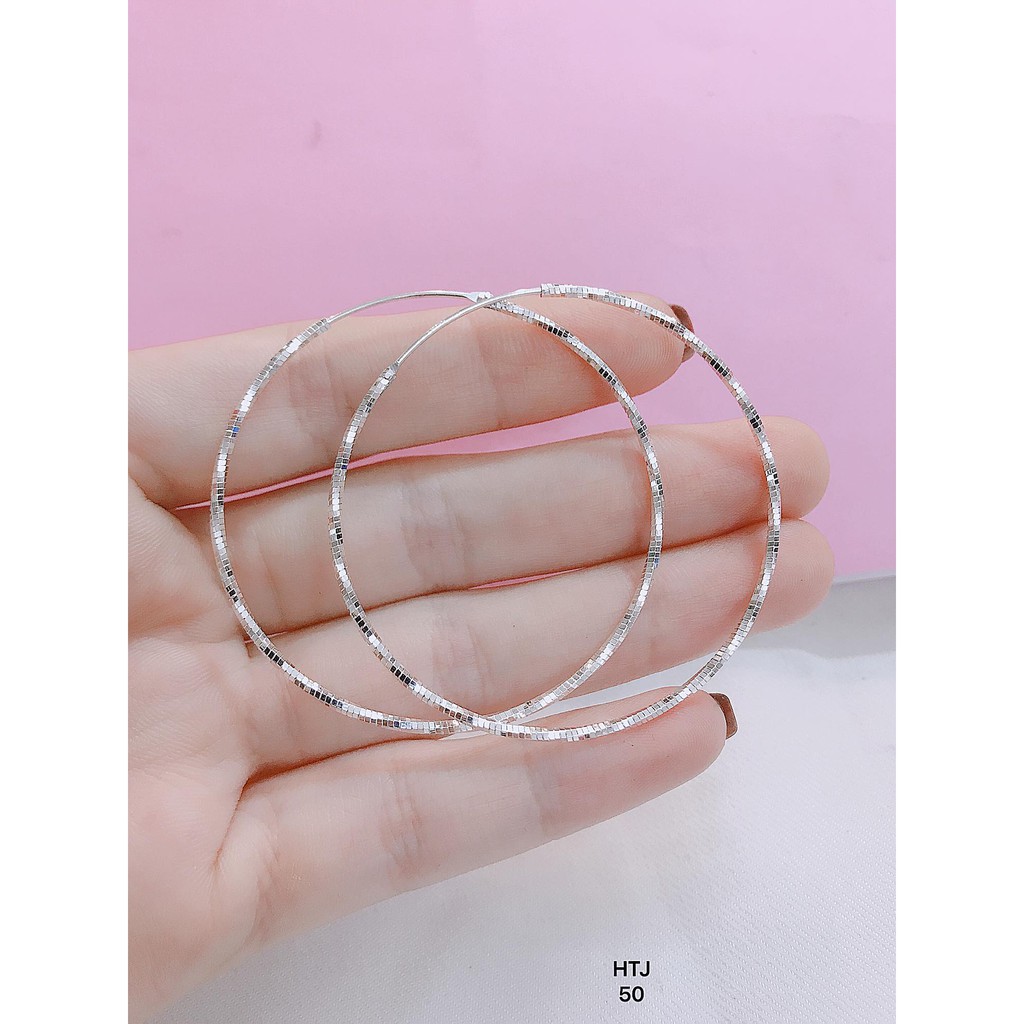 Bông tai nữ - vòng tàu chất liệu bạc ta sáng đẹp đường kính 5cm/ Trang sức bạc JQN
