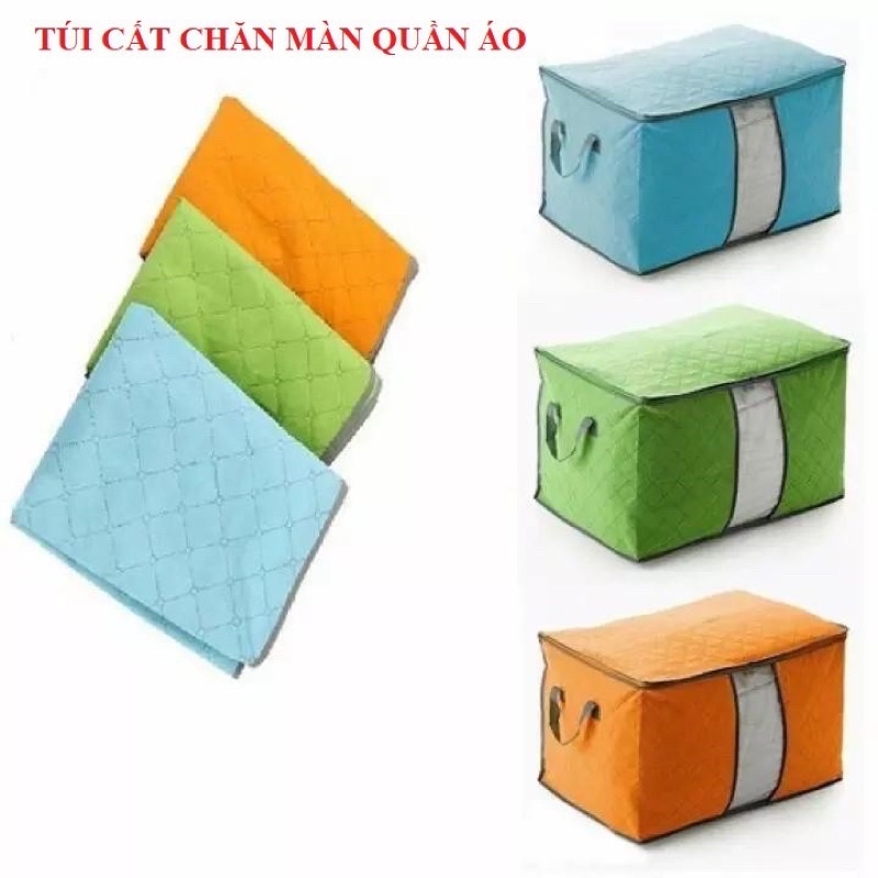Túi đựng chăn màn , quần áo ,tiện lợi gọn gàng ngăn nắp kích thước 60 x42 x40 cm, Túi vải 3 lớp  than hoạt tính
