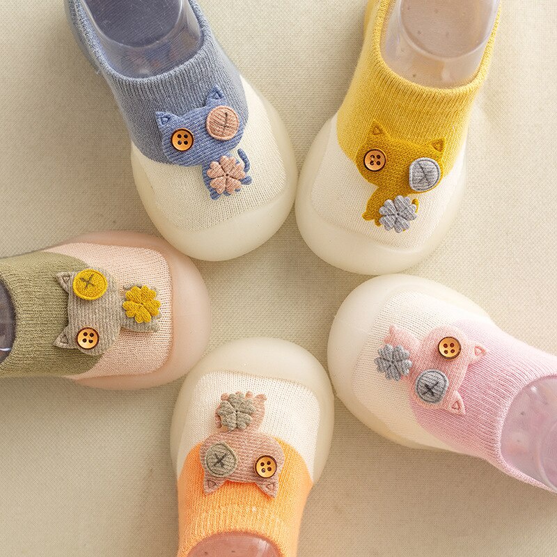 Vớ Cao Su Cotton Mềm Mại Co Giãn Chống Trượt In Hình Động Vật Hoạt Hình Thời Trang Thu Đông Cho Trẻ Sơ Sinh