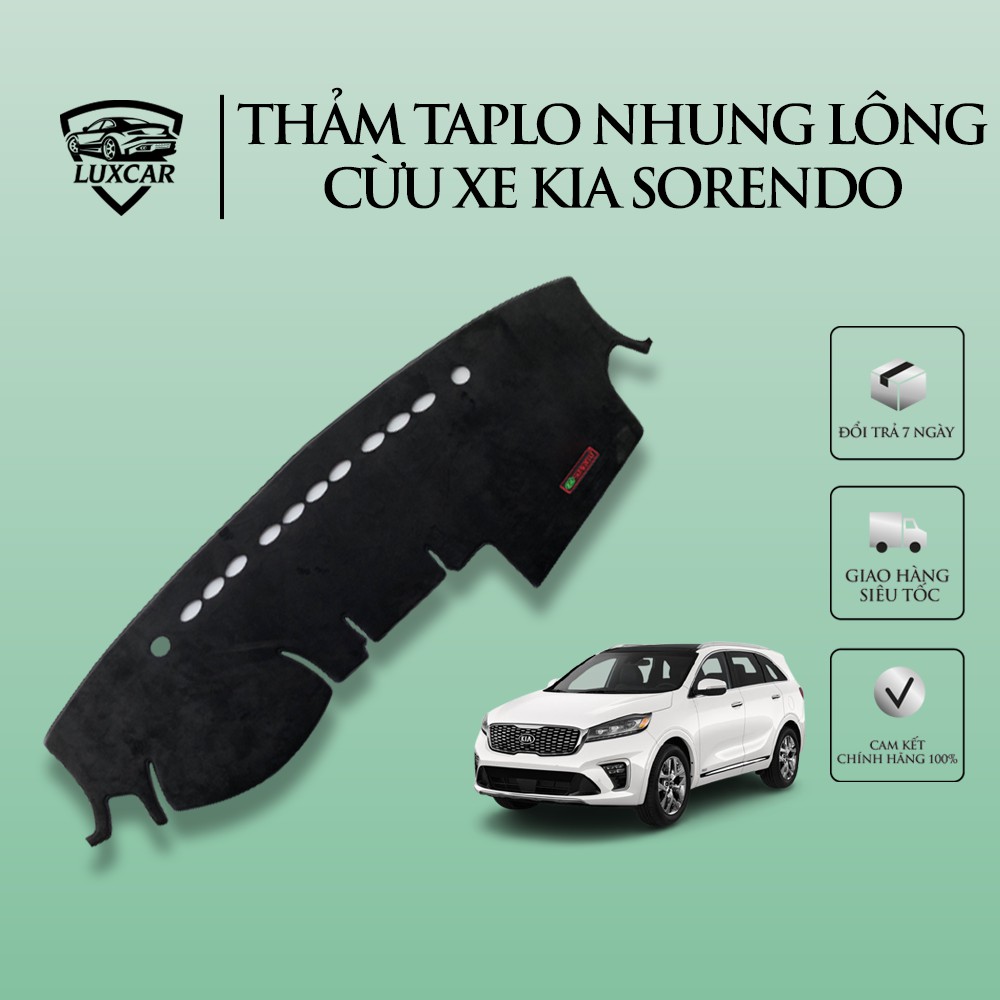 Thảm Taplo Nhung Lông Cừu KIA SORENTO ( 2015-2021 ) - Đế Cao Su Chống Trượt LUXCAR